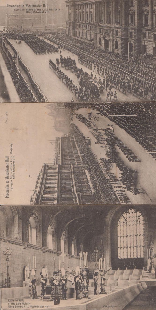 Procession Proceeding To Westminster Hall King Edward VII 3x Old Royal Postcard