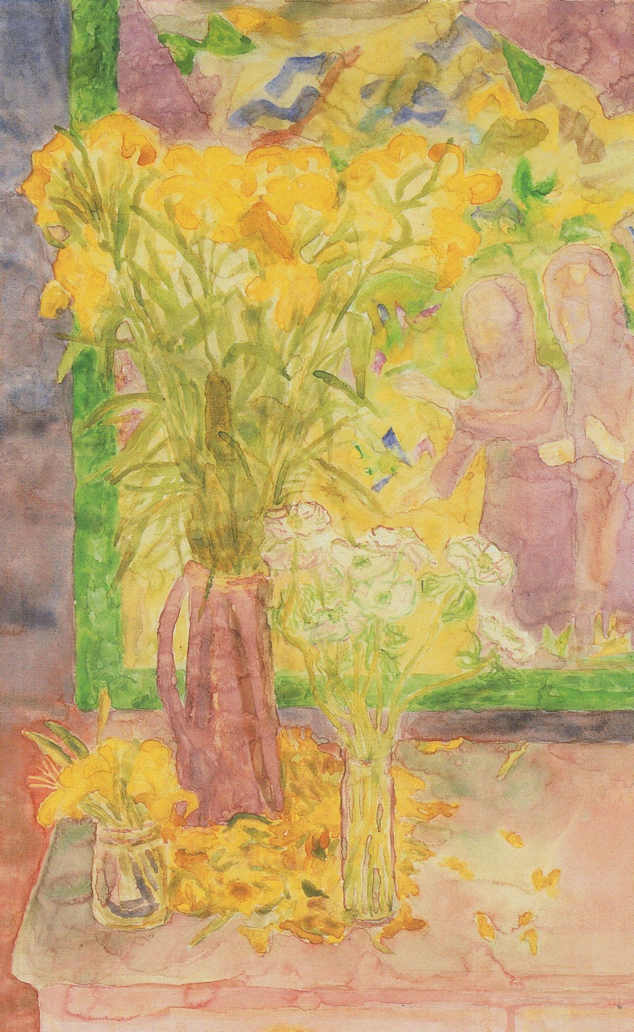 Professor Norman Adams Lilies & White Anemones Painting Postcard