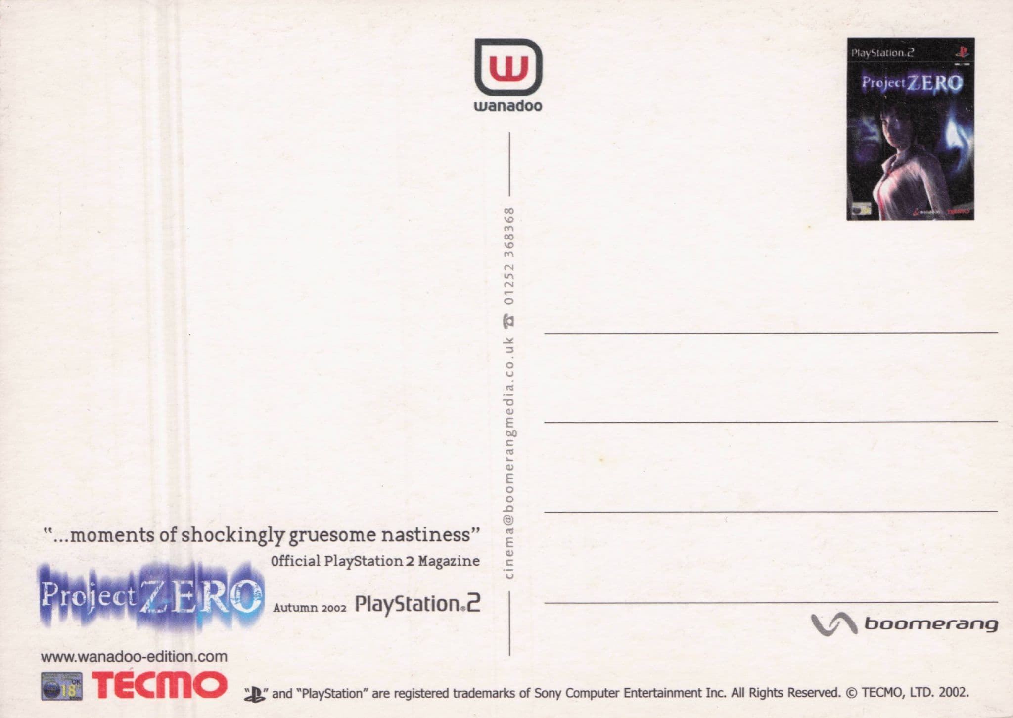 Project Zero Playstation 2 Game Antique Camera Advertising Postcard