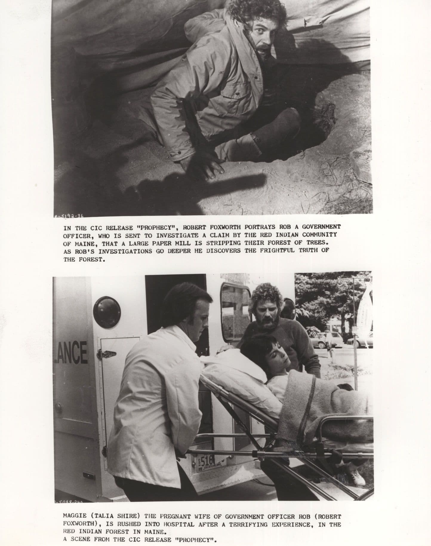 Prophecy Film Robert Foxworth Talia Shire Monochrome 10x8 CIC Publicity Photo