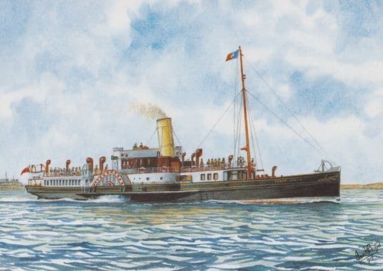 PS Essex Queen Ship Southend Pier Museum Watercolour Painting History Postcard