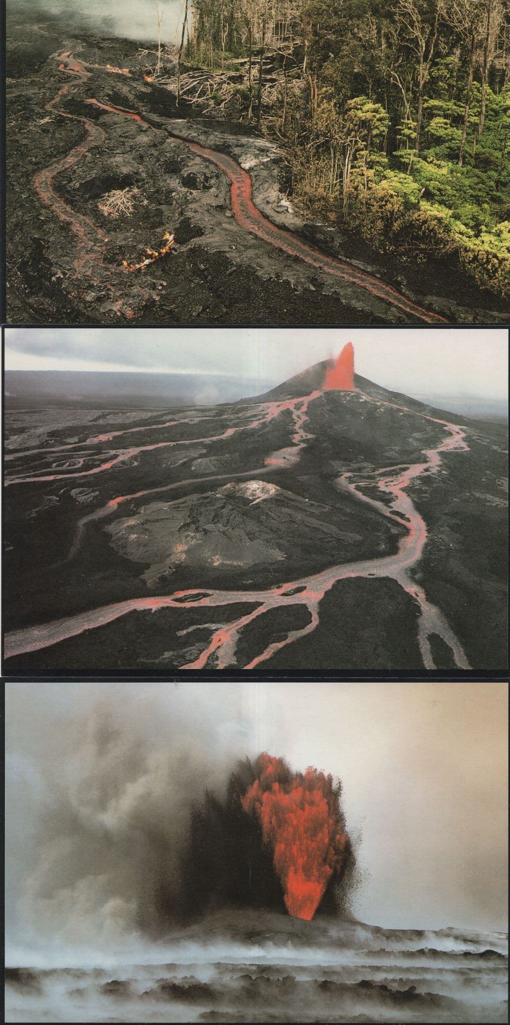 Pu'u Hawaii Volcano Lava Stream Kileuea 3x Volcanic Rare Postcard s