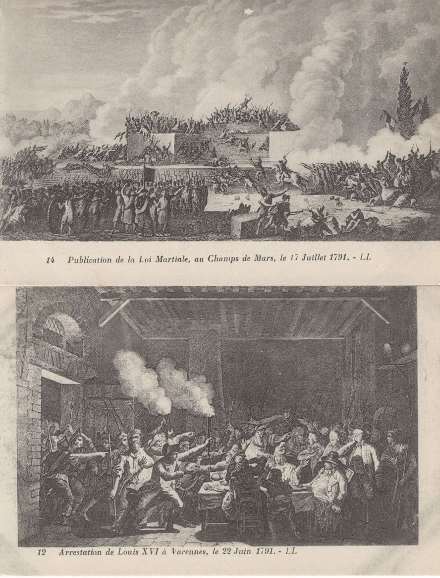 Publication De La Loi Martiale au Champ De Mars 17 Juillet 1791 2x Postcard