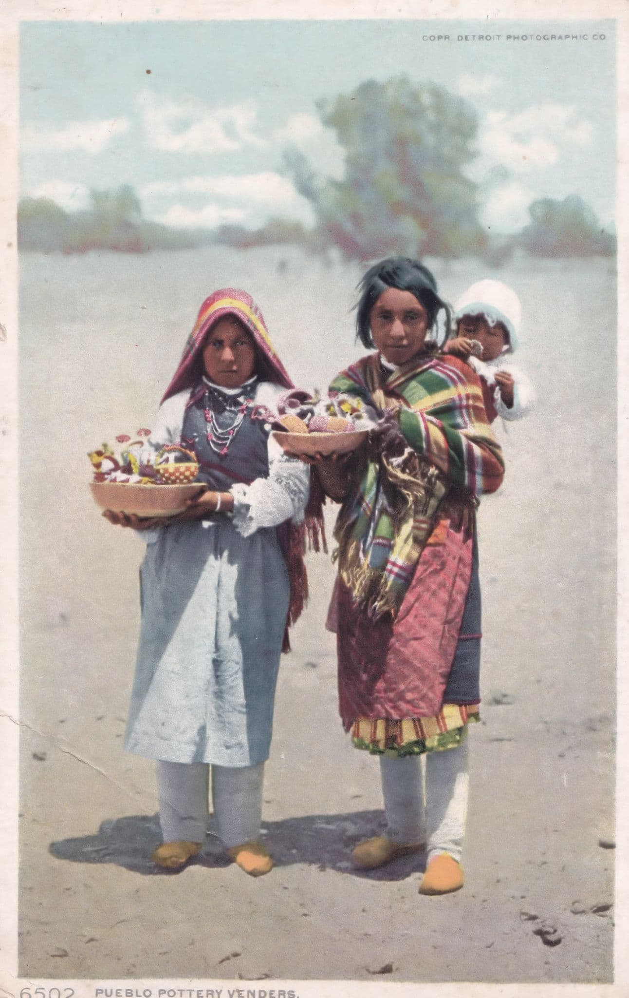 Pueblo Indian Pottery Dealers Old Crafts Postcard