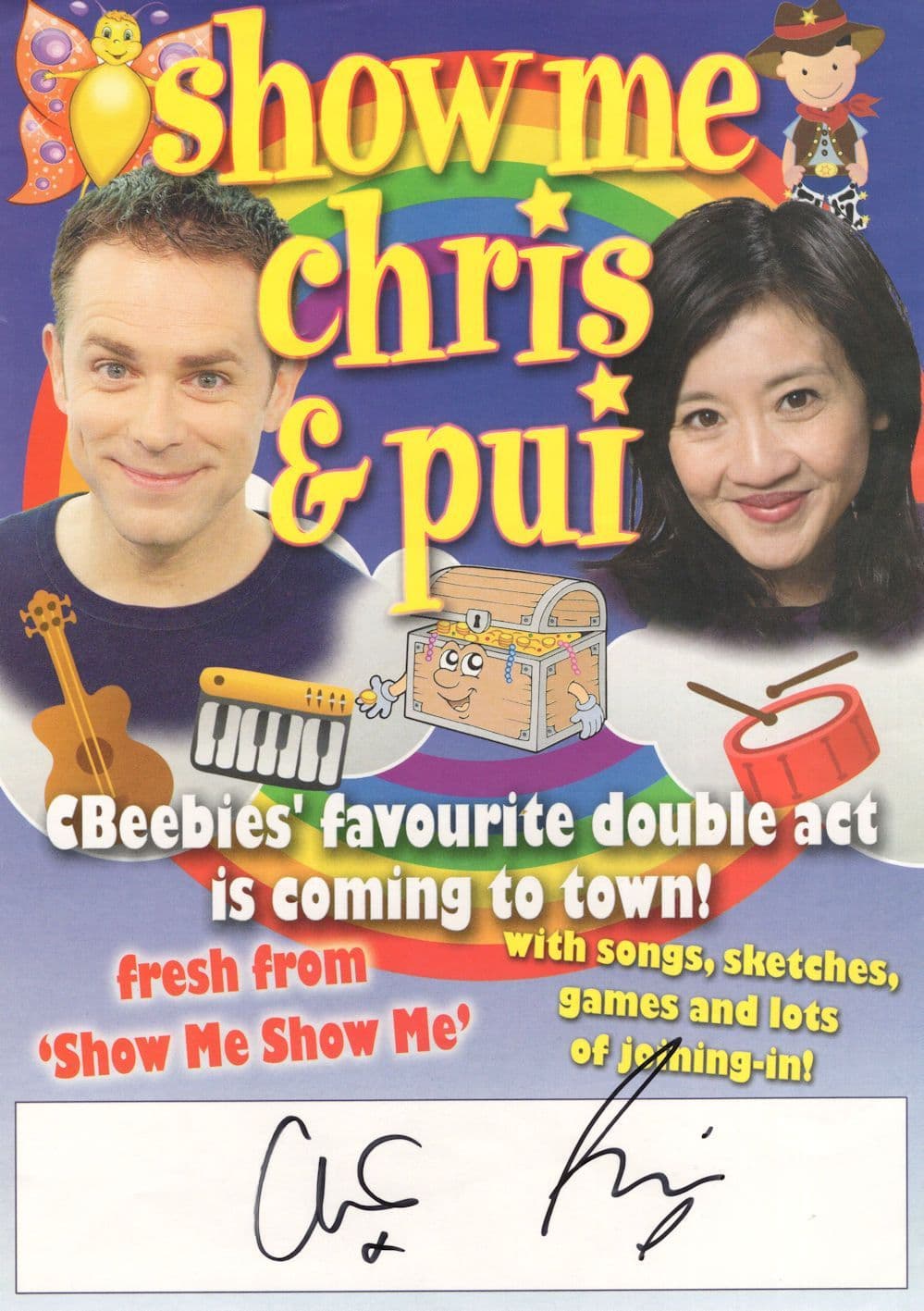 Pui Fan Lee of Teletubbies CBeebies Chris Jarvis 2x Hand Signed Theatre Flyer