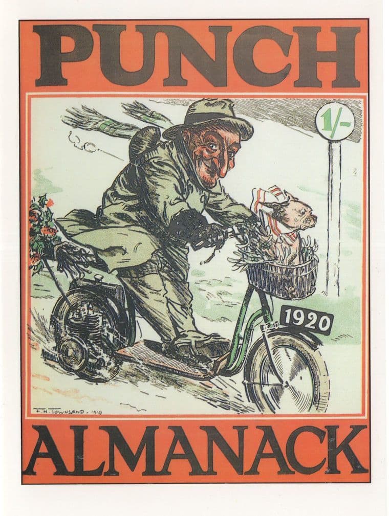 Punch Magazine 1920 Mad Motorbike Cyclist Greeting Card