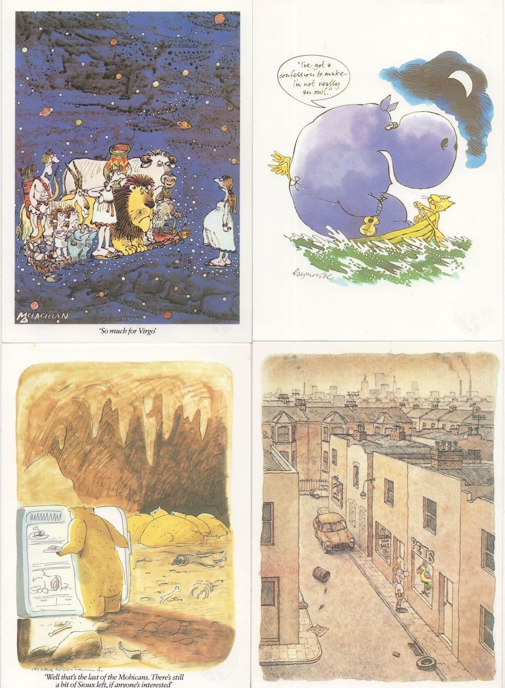 Punch Magazine Lion Polar Bears Cats Pet Shop 4x Comic Postcard s