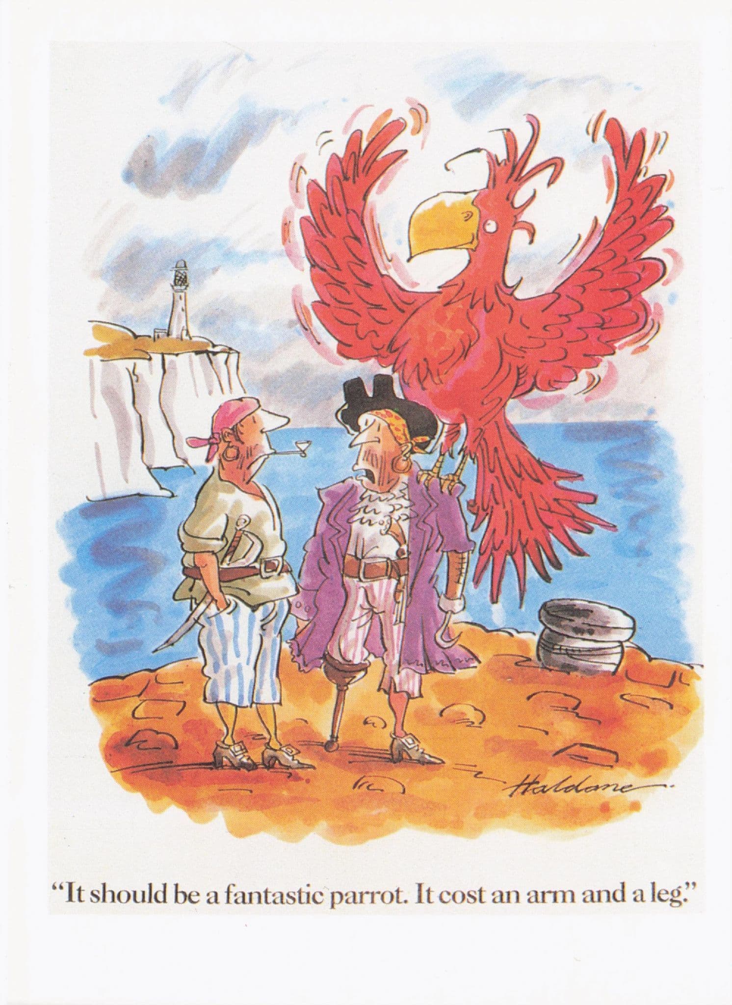 Punch Magazine Pirate & Parrott Bird Treasure Island Comic Postcard