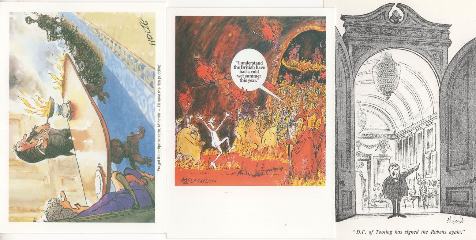 Punch Magazine Political Fire Disaster 3x Comic Postcard s