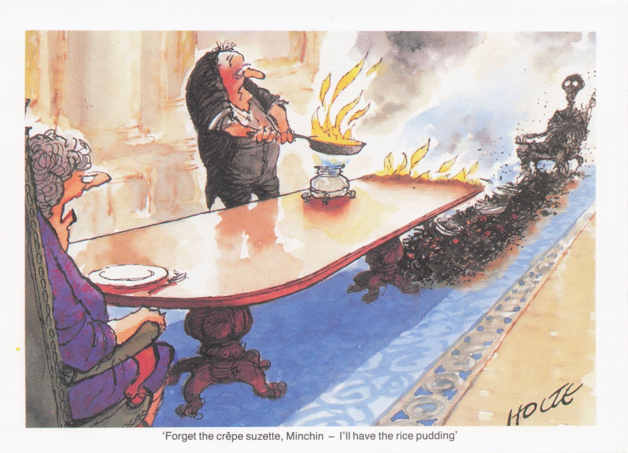 Punch Magazine Rice Pudding Food Disaster Skeleton Comic Postcard