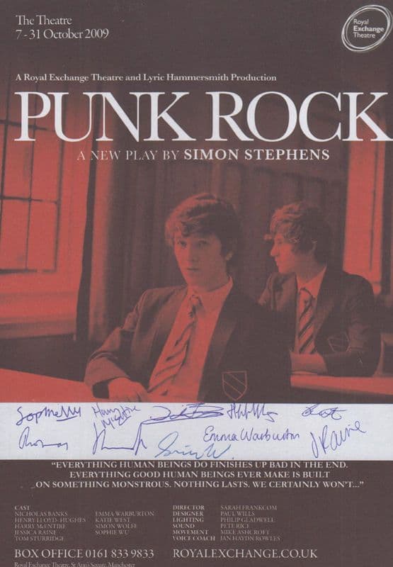 Punk Rock Manchester Violence Simon Stephens Play 10x Hand Signed Theatre Flyer