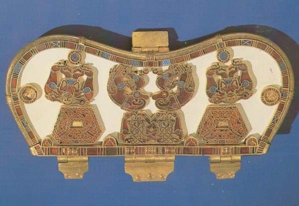 Purse Gold Plated Lid Bone Antique Boat Suffolk Sutton Hoo Ship Burial Postcard
