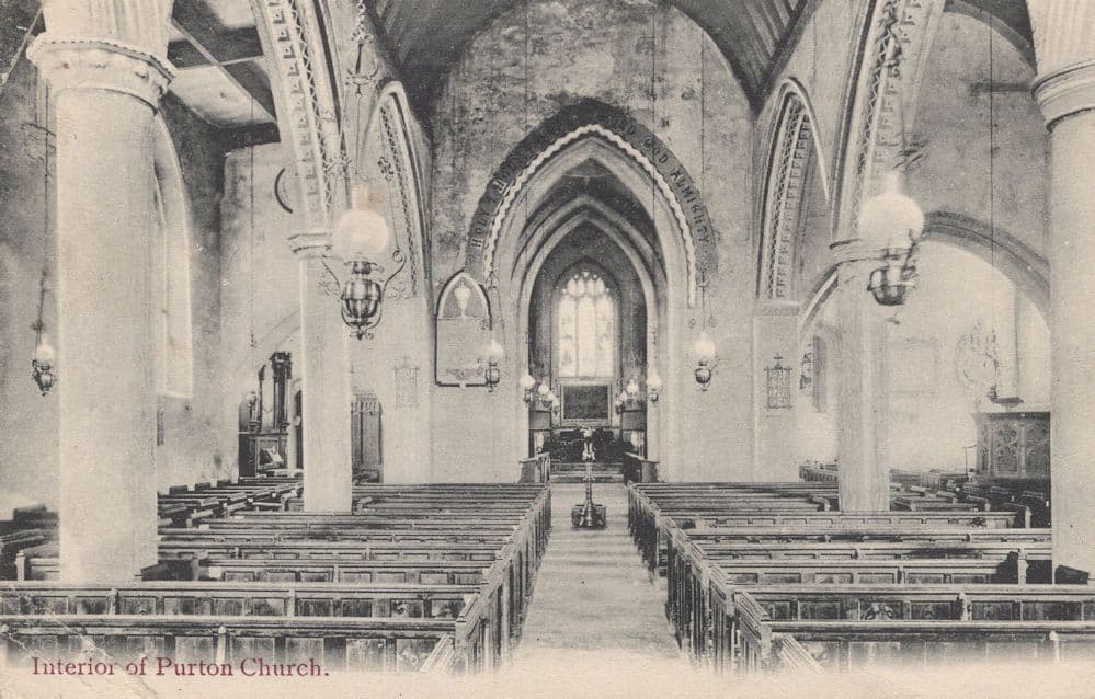 Purton Church Interior Somerset Old Postcard