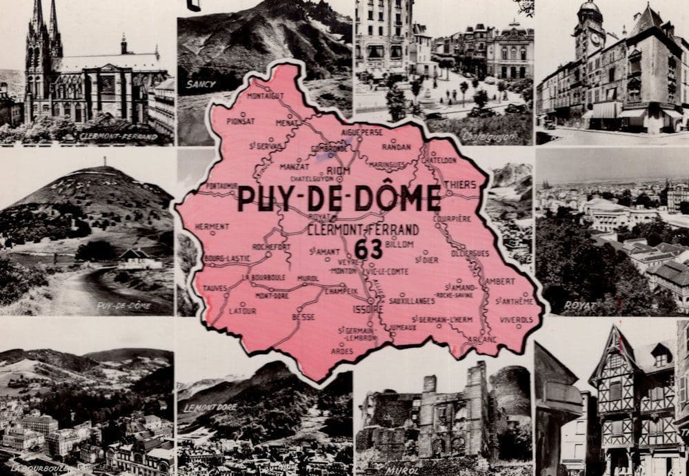 Puy De Dome French Map 1950s Real Photo Postcard