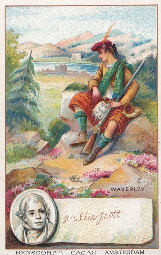 Walter Scott Printed Signed Bendorps Cocoa Drink Old Postcard Antique Trade Card