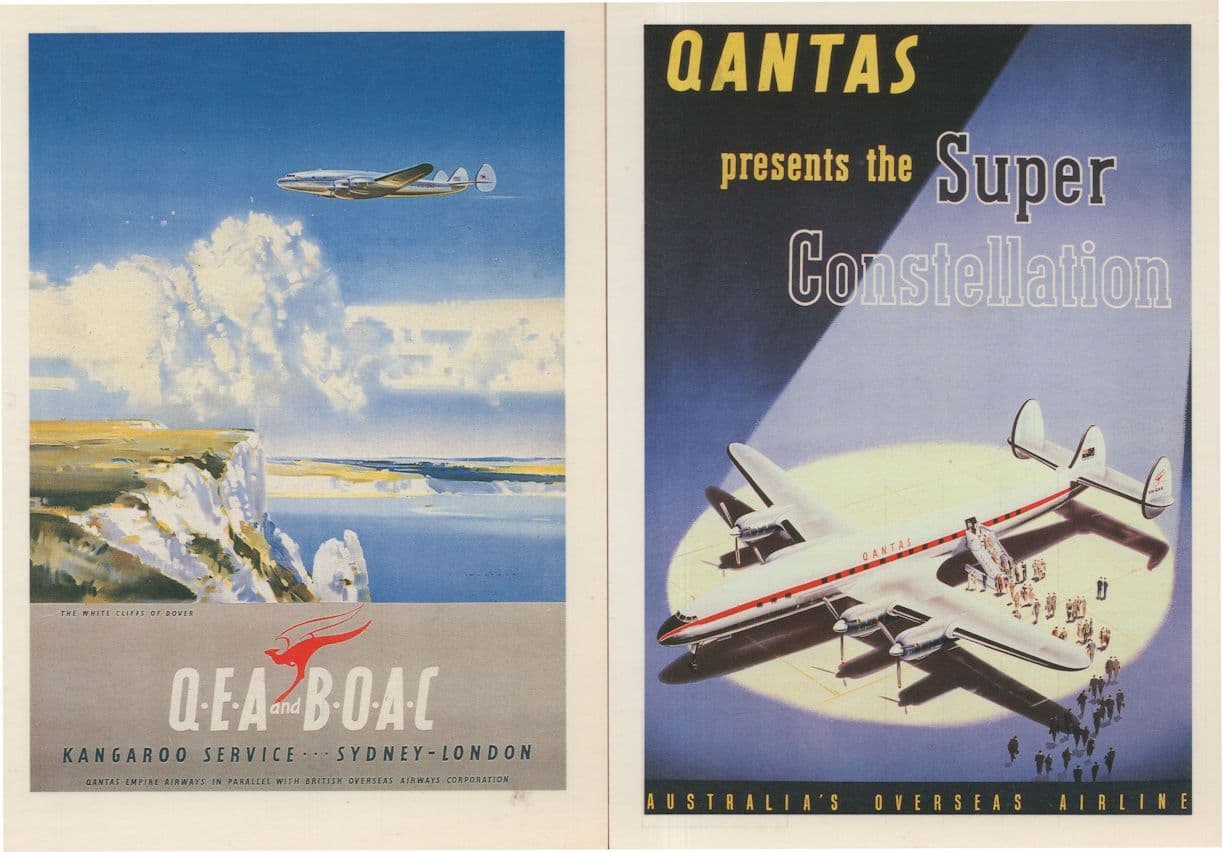 Qantas Australian Air Lines Super Constellation London 2x Postcard s