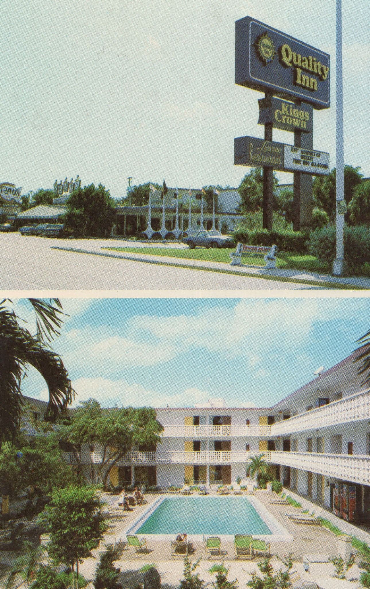 Quality Inn Kings Crown Fort Lauderdale Florida Rare USA Postcard
