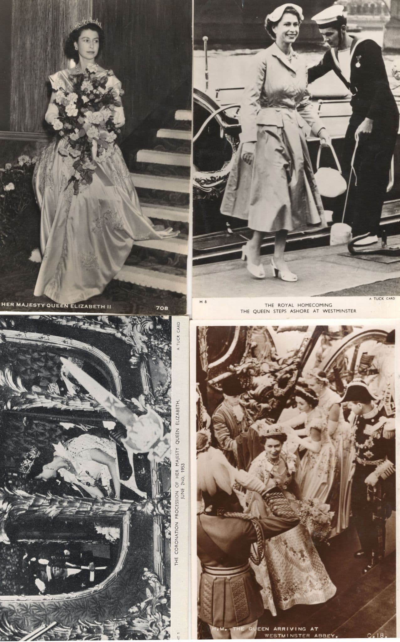 Queen Elizabeth II Arriving At Westminster Procession 4x Old RPC Postcard s