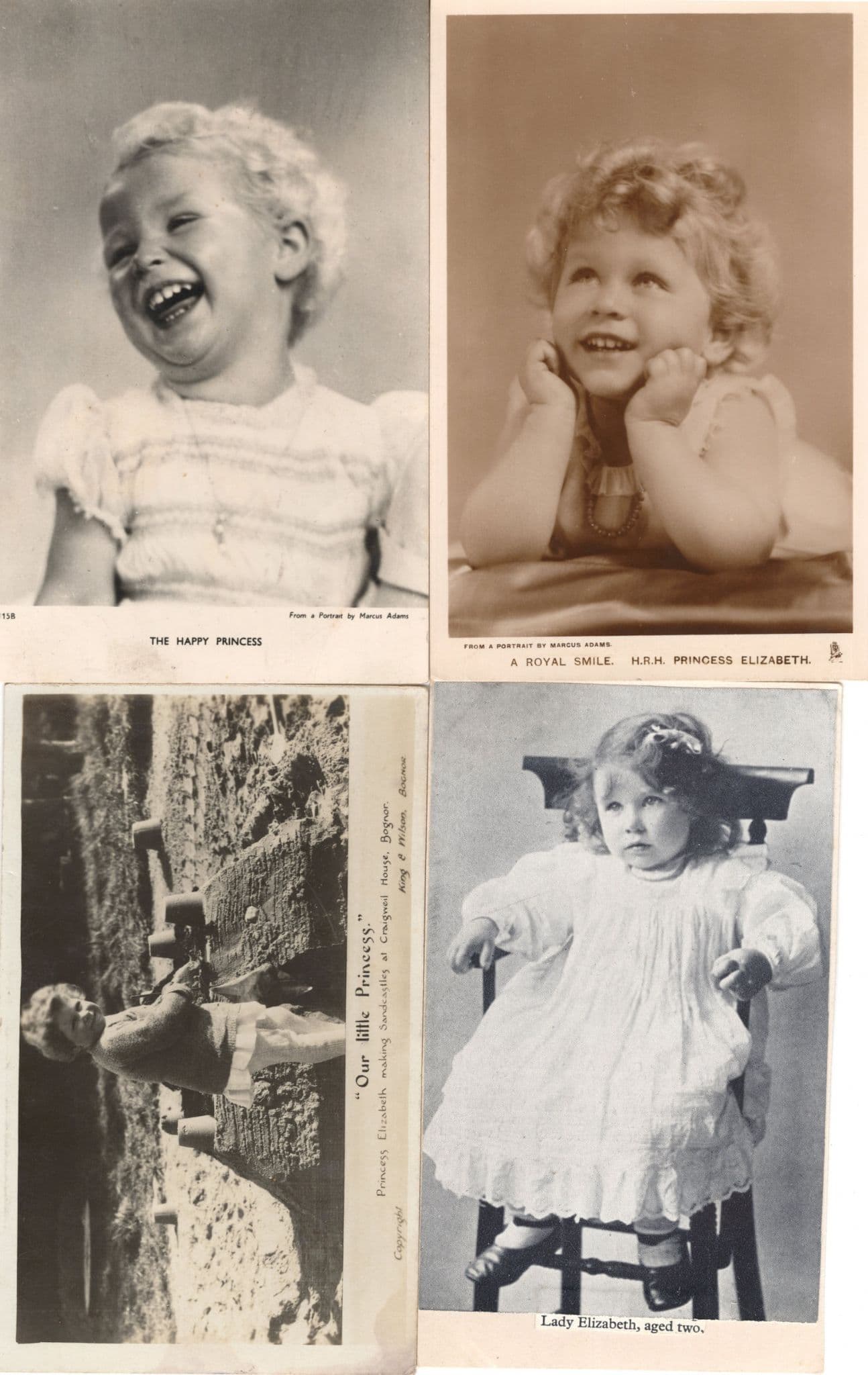 Queen Elizabeth II as Child Baby Giggling Sandcastle 4x Antique Postcard s