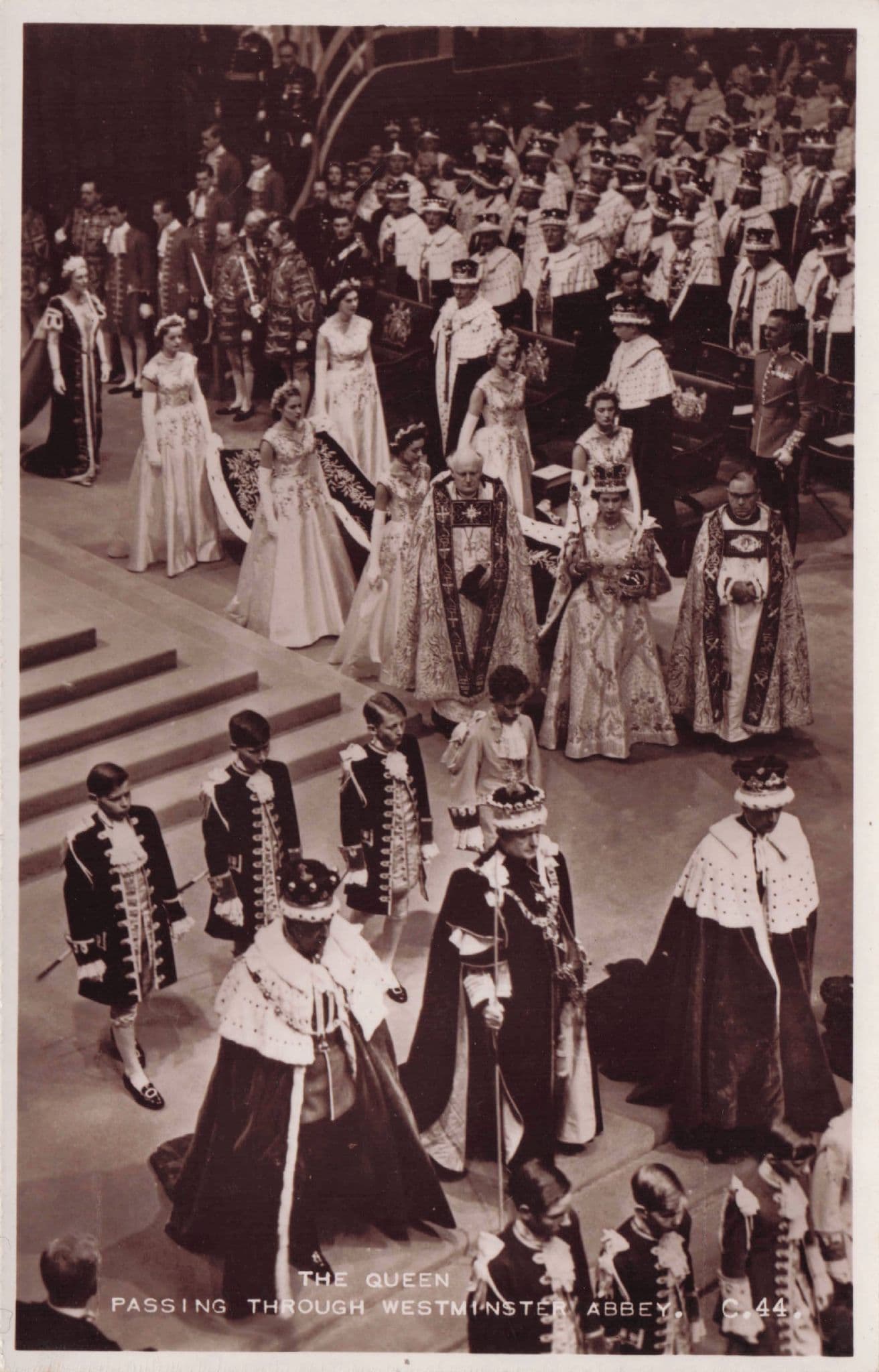 Queen Elizabeth II Coronation Passing Through Westminster Abbey Postcard