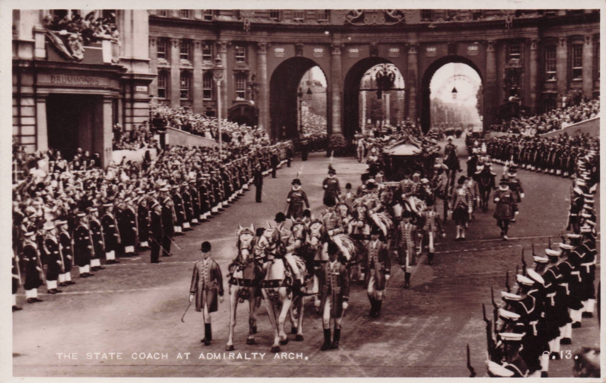 Queen Elizabeth II Coronation State Coach Admirality Arch Postcard