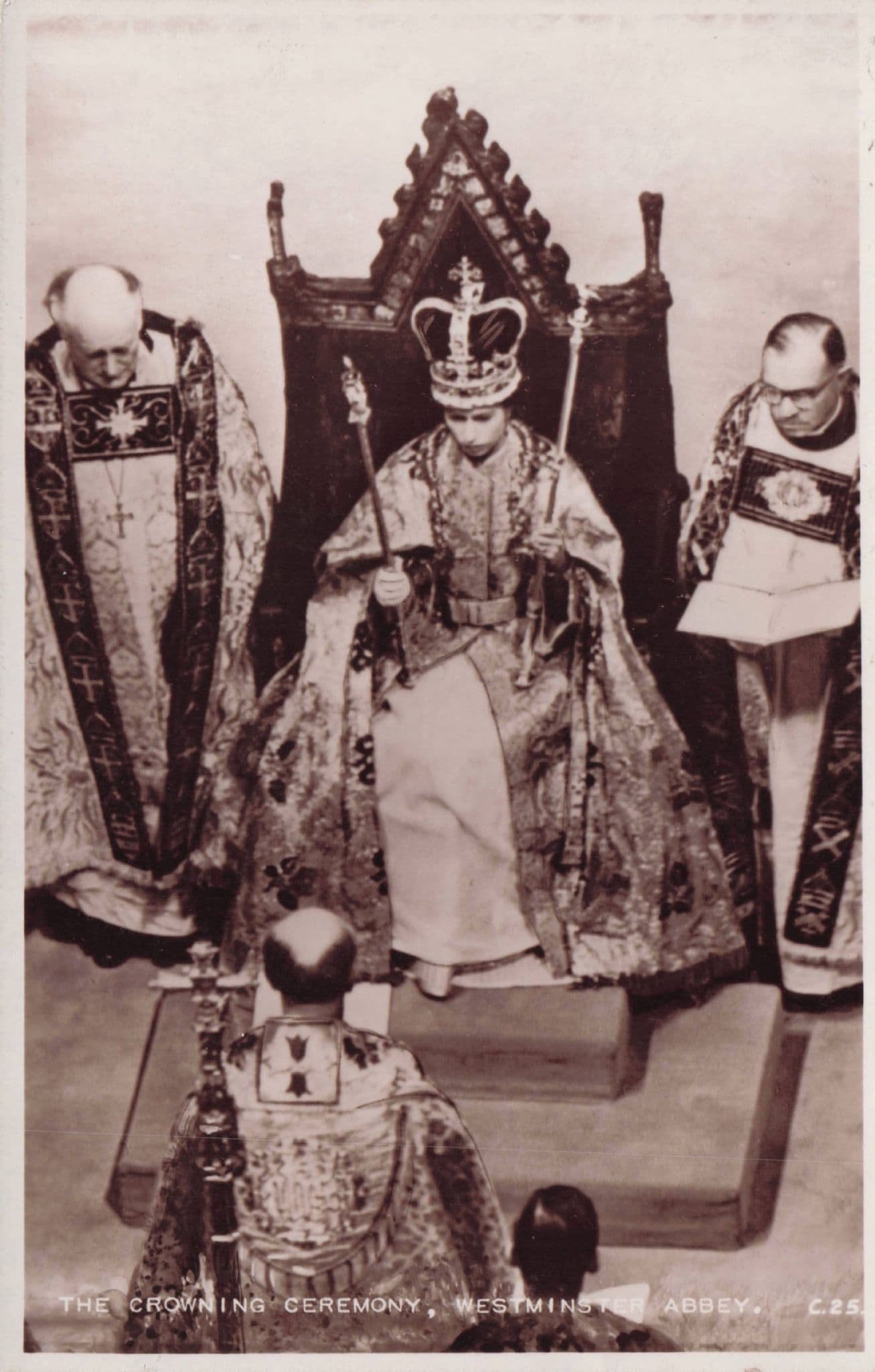 Queen Elizabeth II Crowning Ceremony Coronation Valentines RPC Postcard