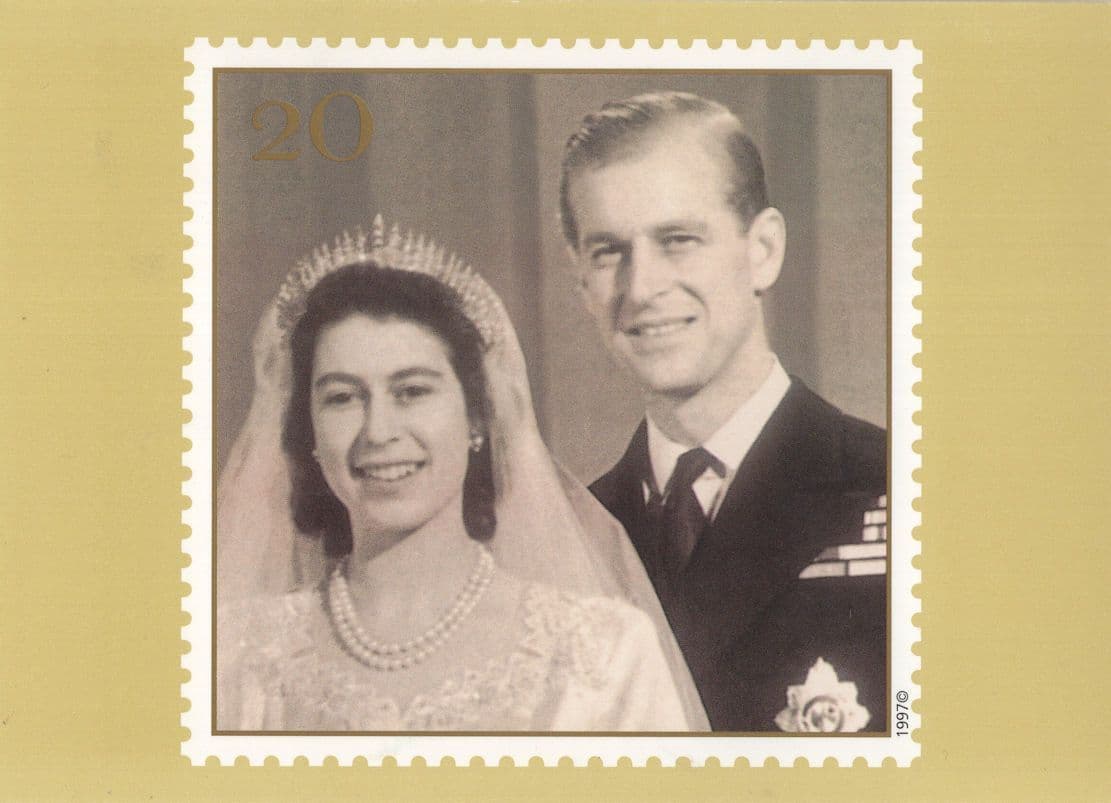 Queen Elizabeth II Golden Wedding Day Anniversary RMPQ Stamp Postcard