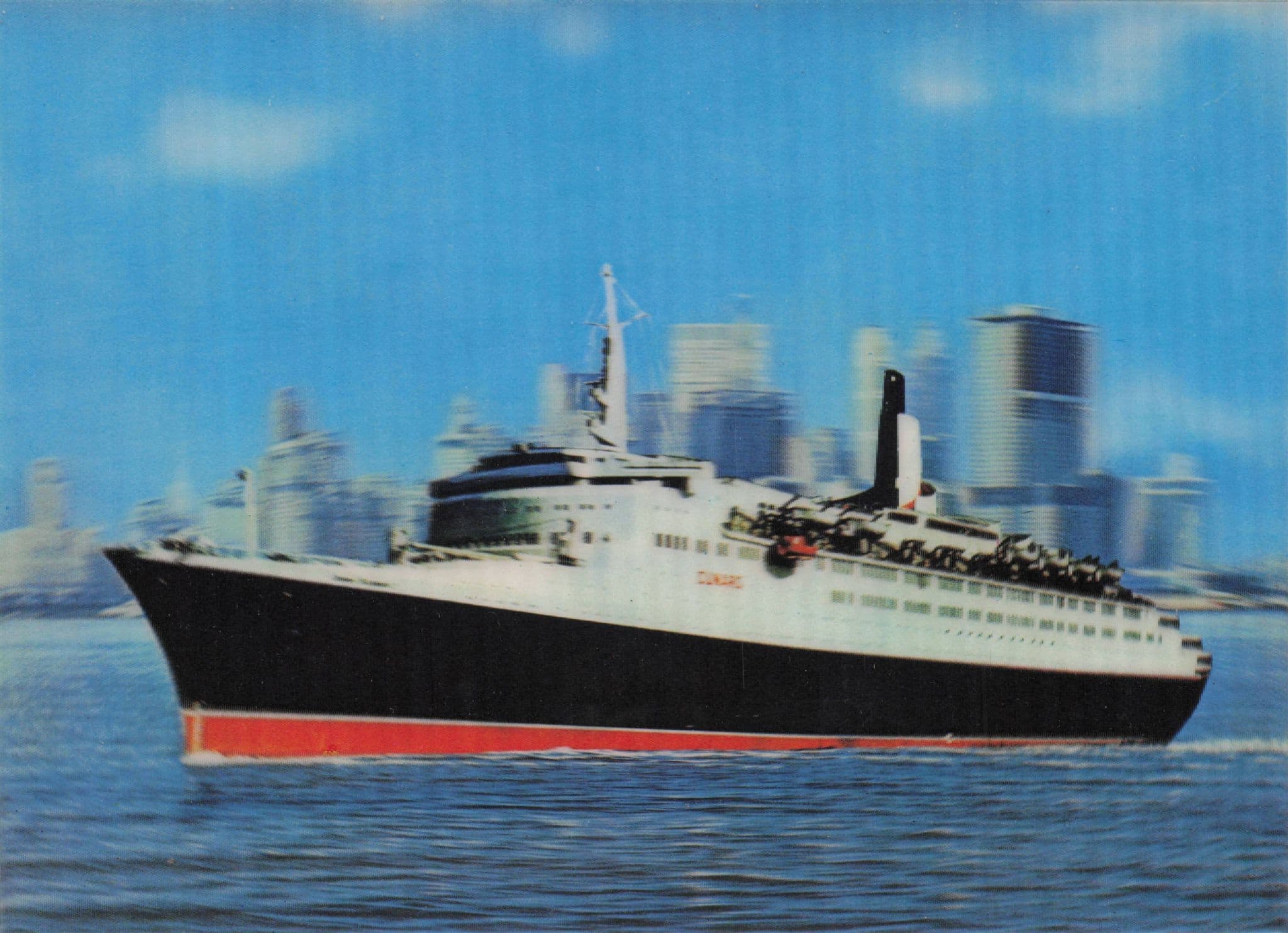 Queen Elizabeth II Ship Three Dimensional 3D Vintage Postcard