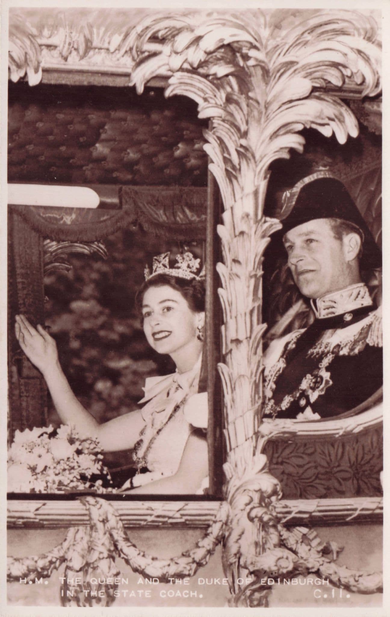 Queen Elizabeth In State Coach Coronation With Duke Of Edinburgh Postcard