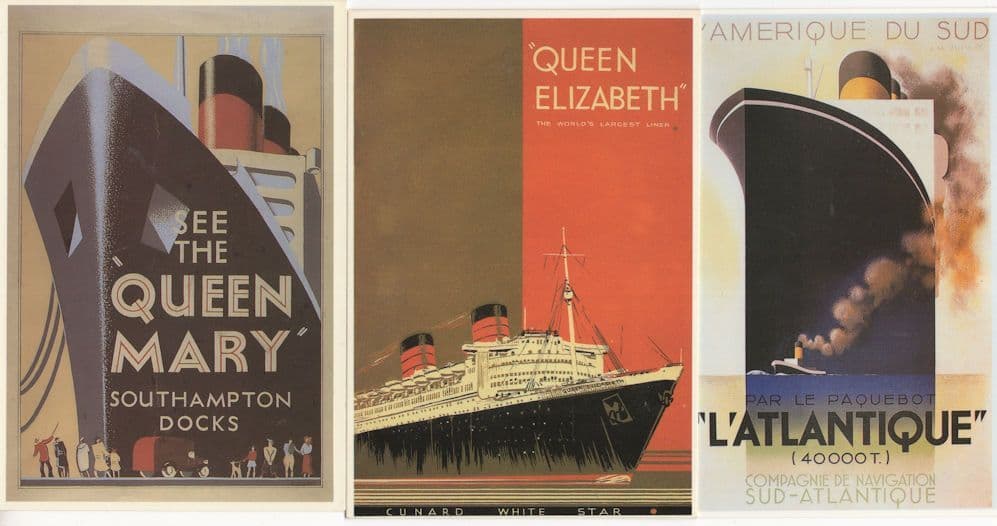 Queen Mary Elizabeth L'Atlantique Ship 3x Poster Postcard s