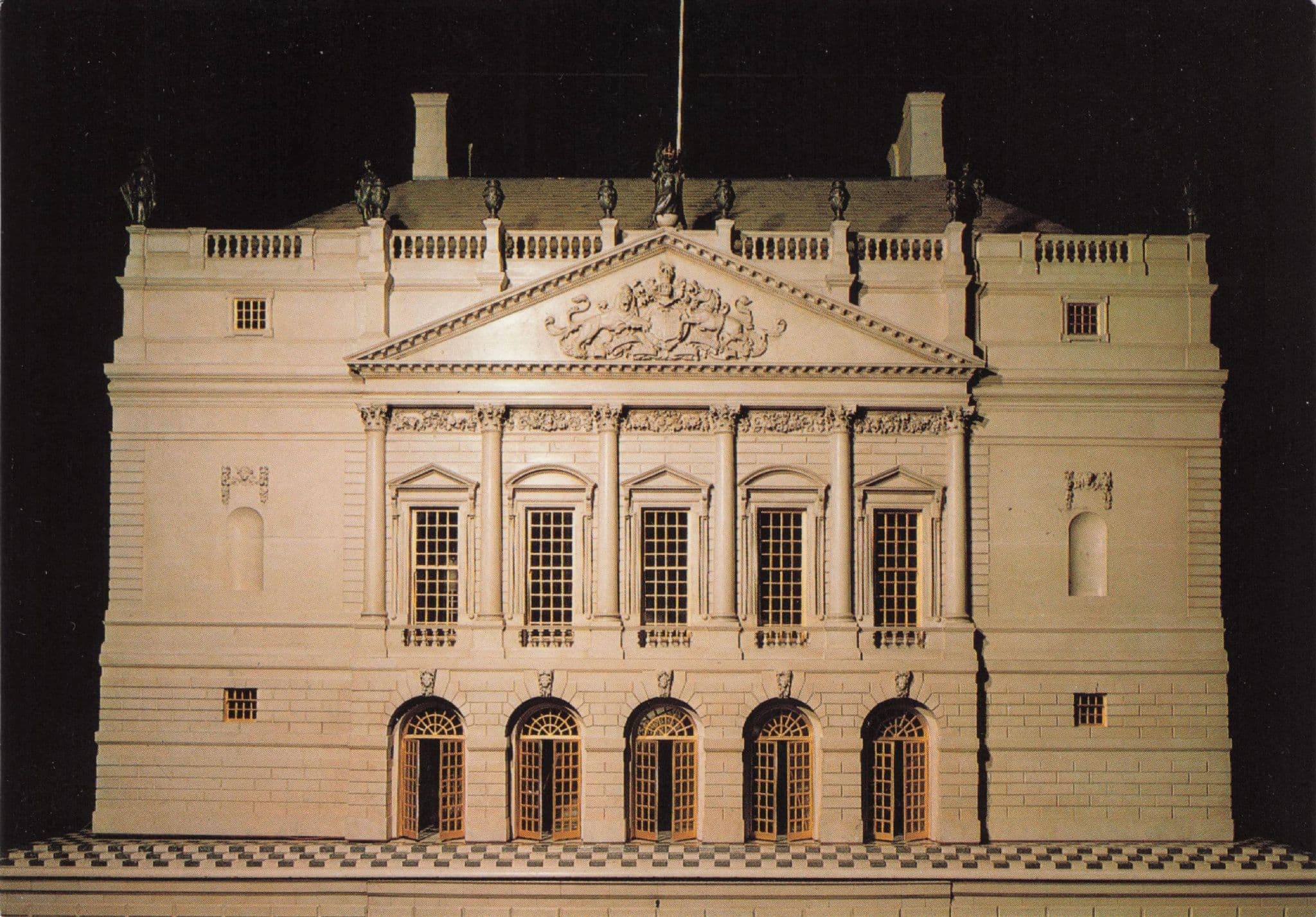 Queen Mary's Dolls House Magnificent Entrance Front Royal Postcard