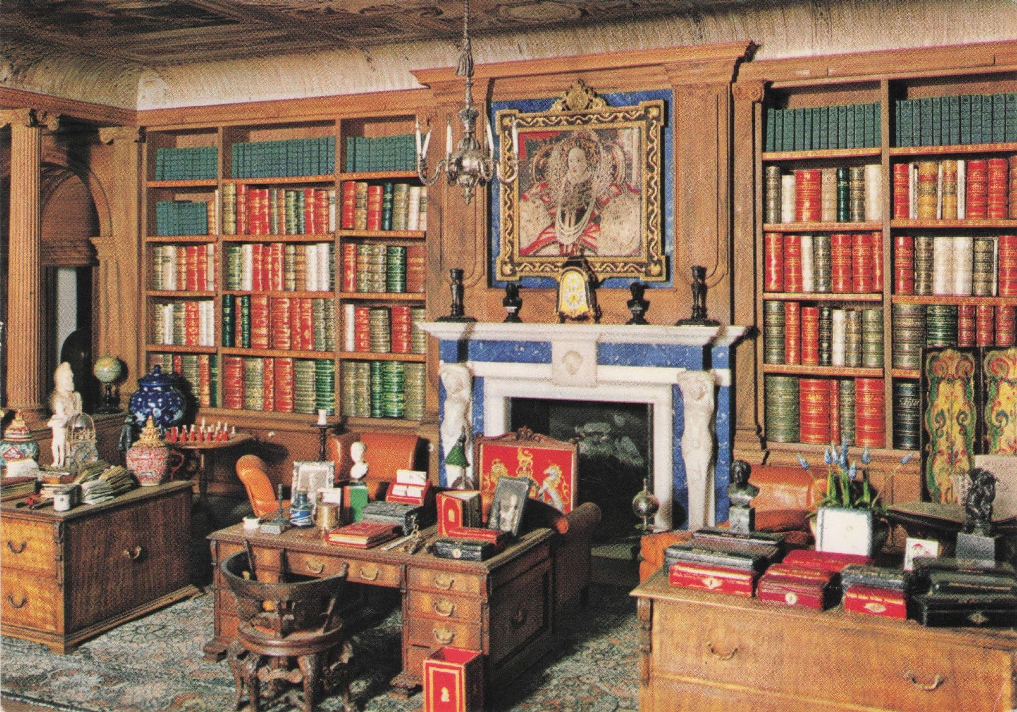 Queen Mary's Dolls House The Antique Book Library Royal Postcard