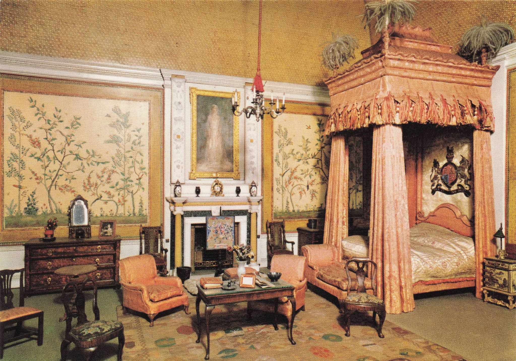 Queen Mary's Dolls House The King's Bedroom Royal Postcard