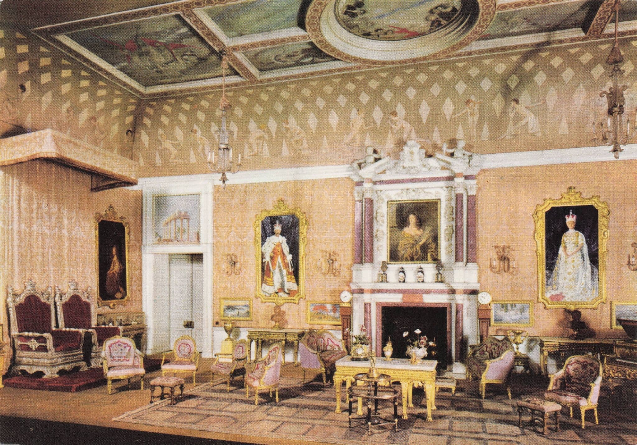 Queen Mary's Dolls House The Saloon Royal Postcard