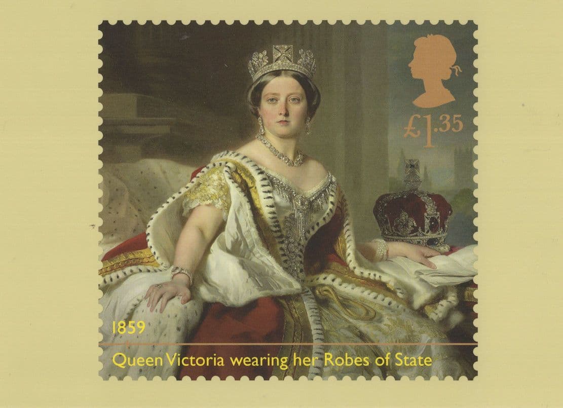 Queen Victoria Wearing Royal Robes RMPQ Rare Stamp Postcard
