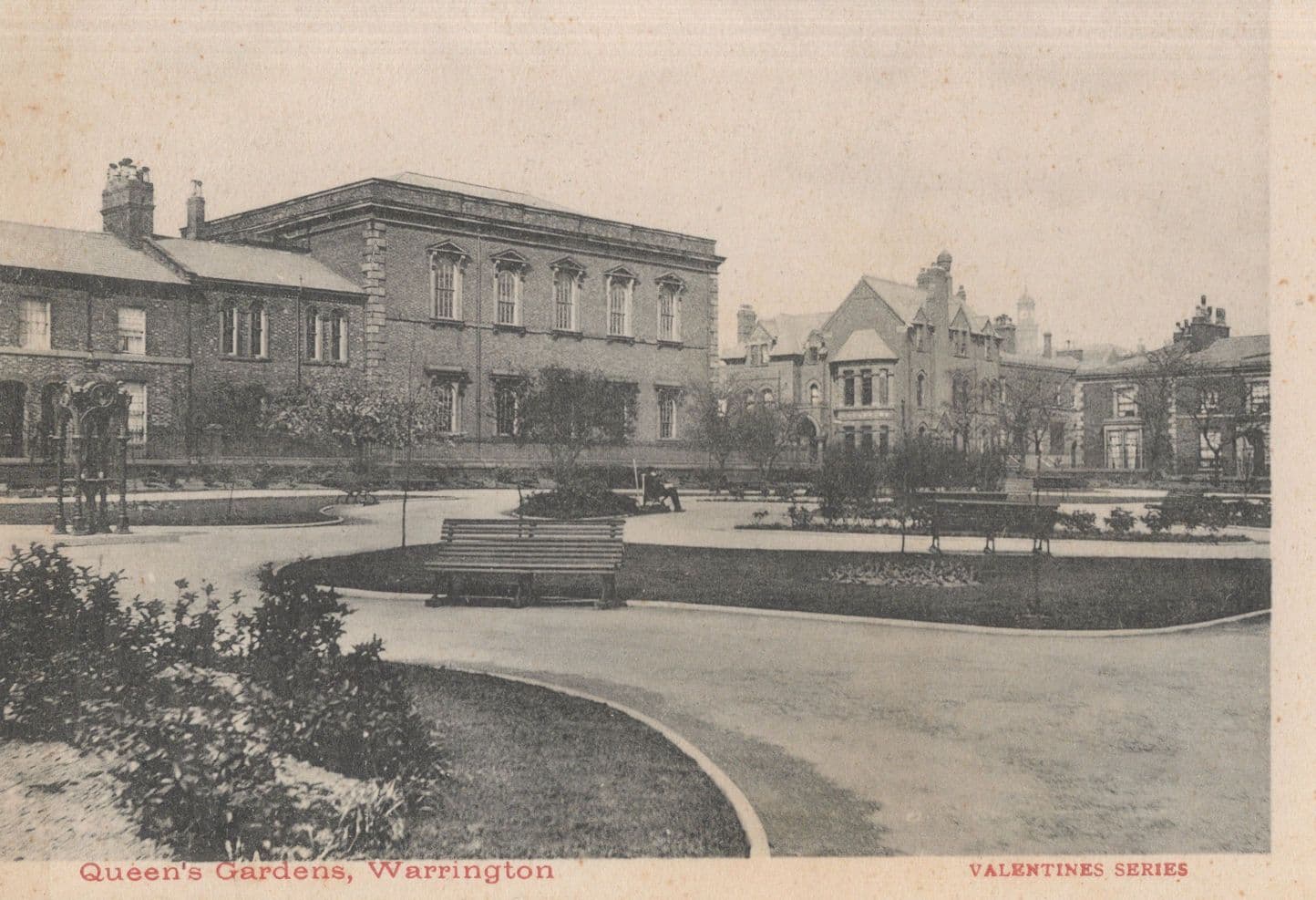 Queens Gardens Warrington Antique Valentines Postcard