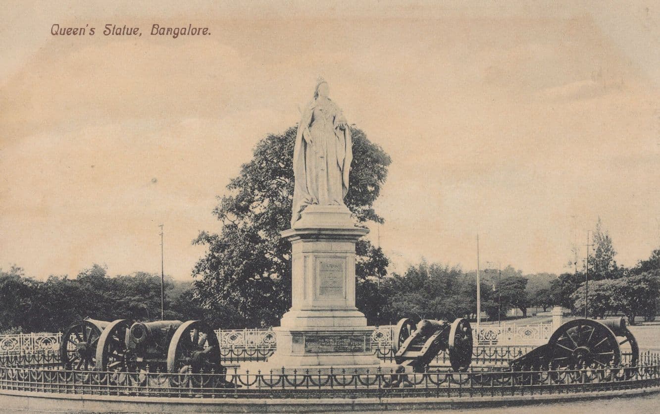 Queens Statue Bangalore India Military Canon Old Postcard