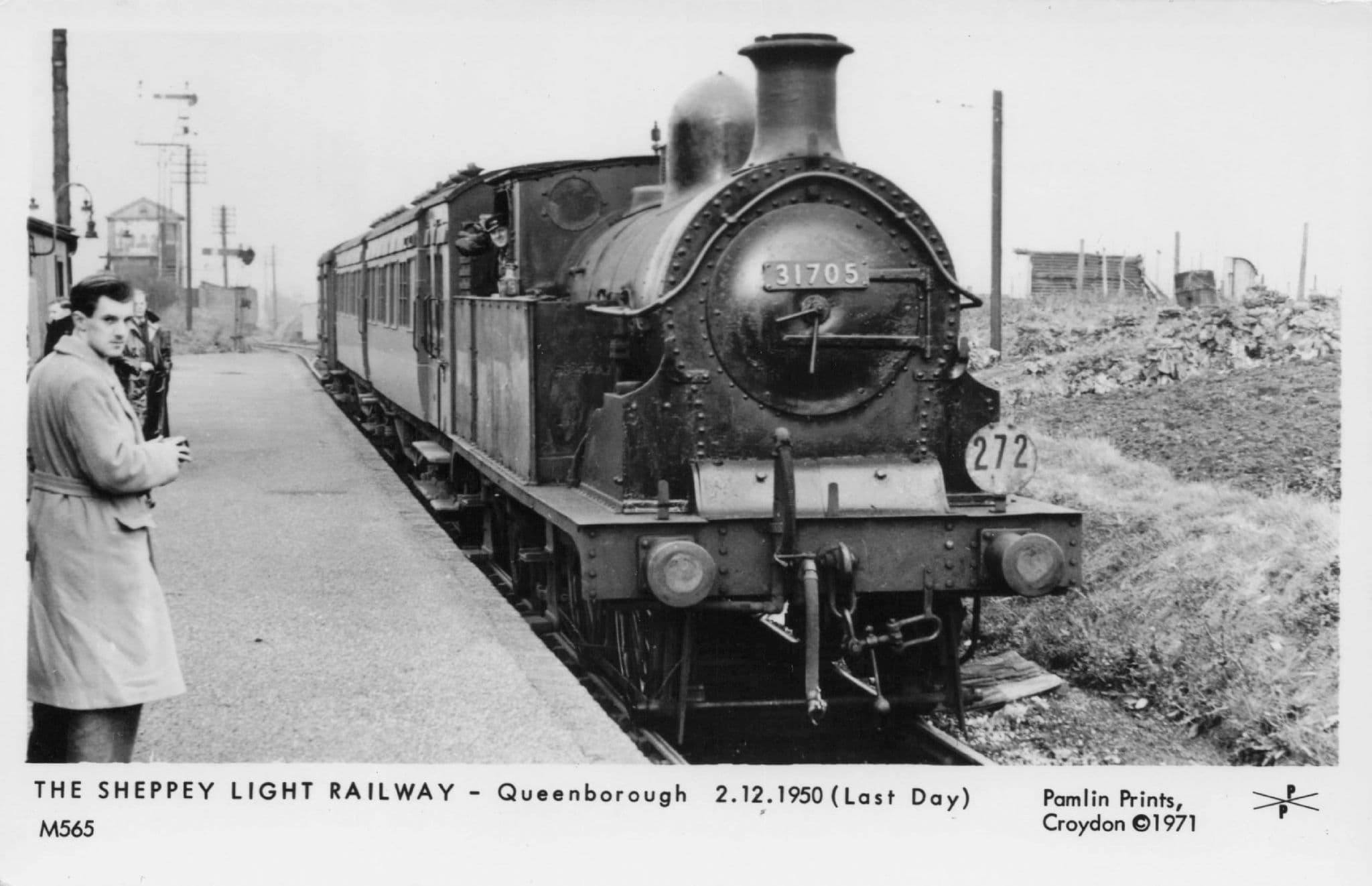 Queensborough Old 31705 at Sheppey Station Pamlin Prints Railway RPC Postcard