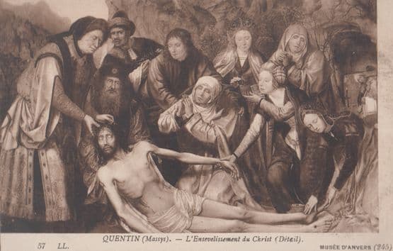 Quentin L'Ensevissement Du Christ Belgium Painting Museum Antique Postcard