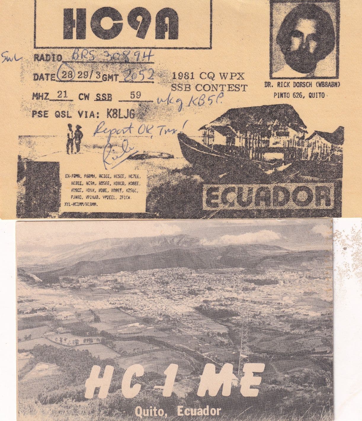 Quito Equador Amateur Radio Station 2x QSL Card s