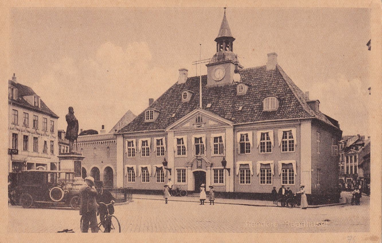 Raadhuset Randers Denmark Cyclist Bicycle Coughing Antique Postcard