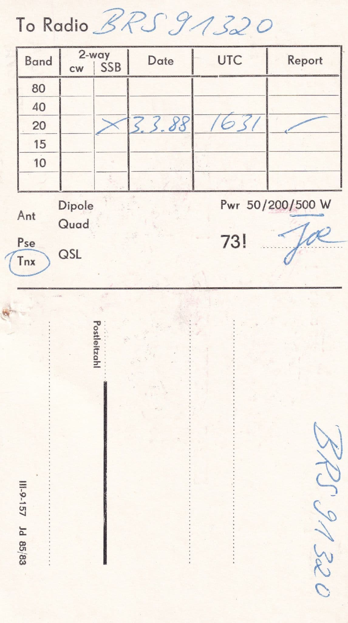 Radeberg German Democratic Republic Amateur Radio QSL Card