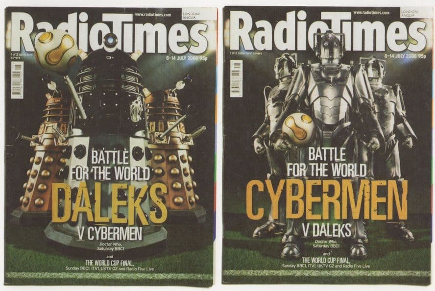 Radio Times & The Daleks Cybermen TV Show Radio Times Postcard