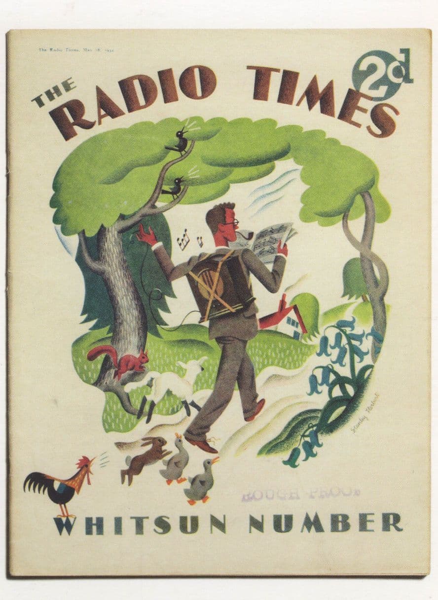 Radio Times Whitsun 1934 Pipe Smoking Sheet Music Camper Postcard
