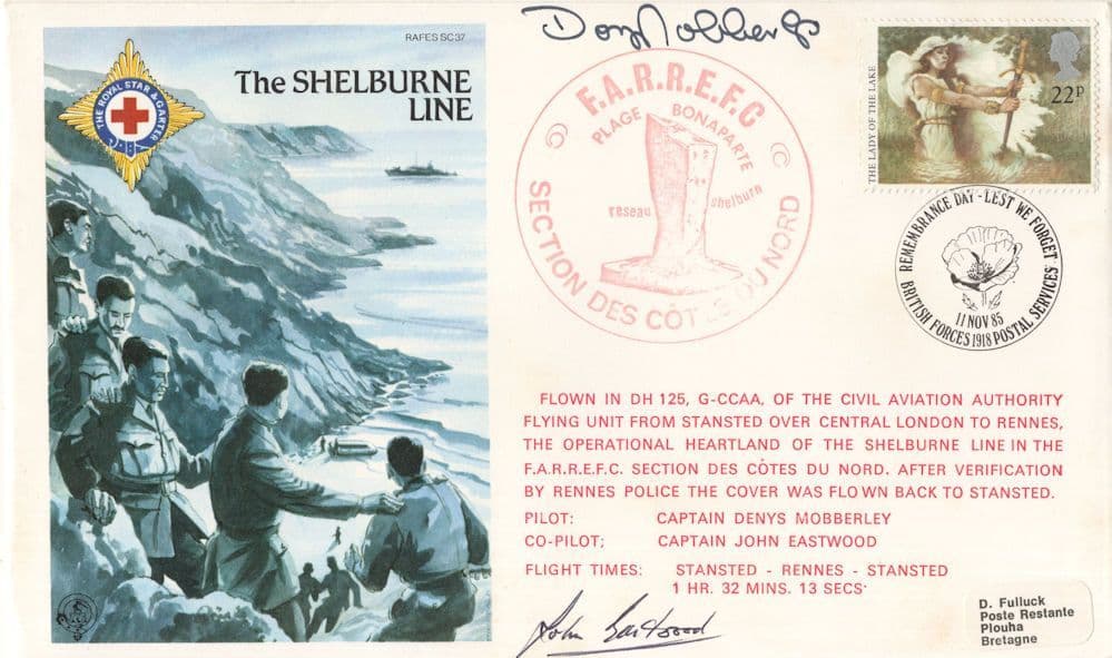 RAF Escaping Society Shelburne Line Rennes Flown Signed Military FDC
