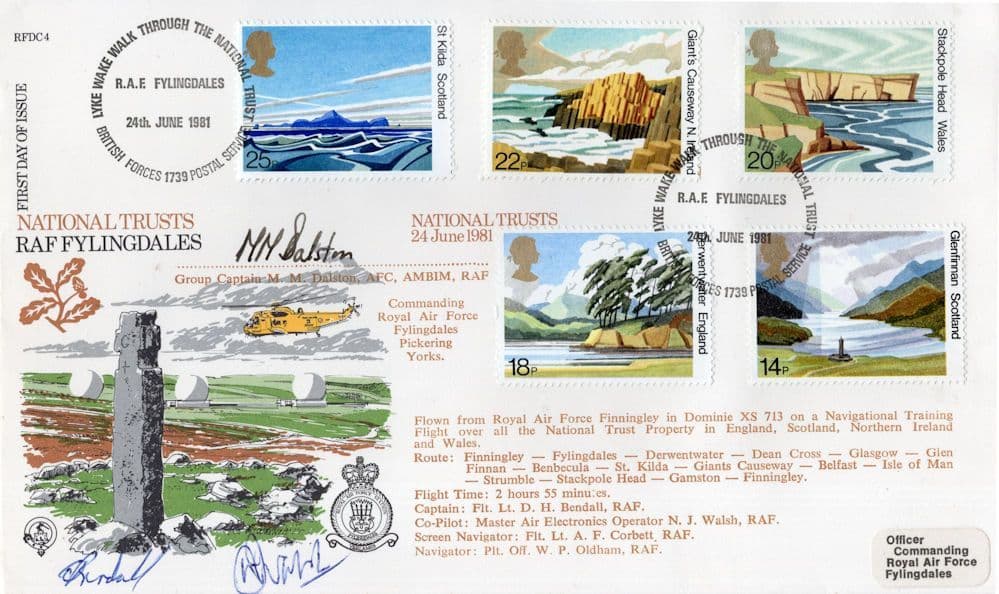 RAF Flyingdales National Trusts 1981 Yorkshire Hand Signed FDC