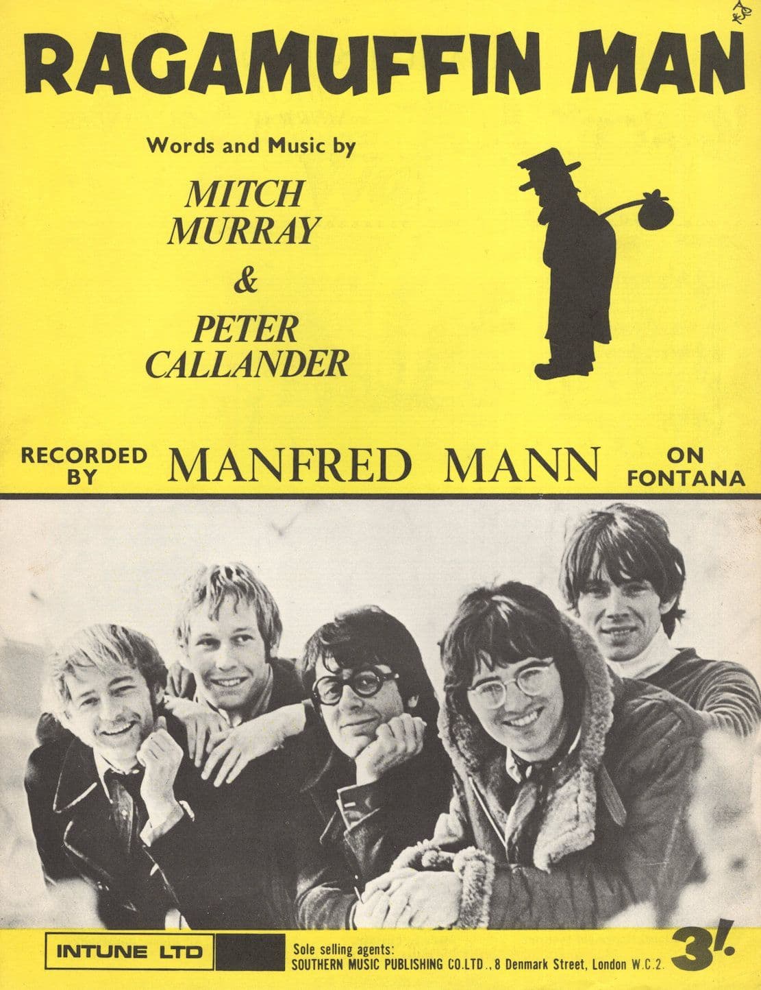 Ragamuffin Man Manfred Mann Murray Callander Rare Sheet Music