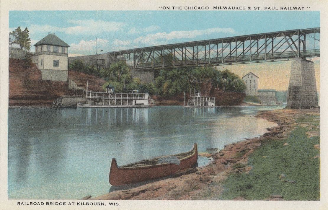 Railroad Bridge at Kilbourn Wisconsin USA Railway Old Postcard