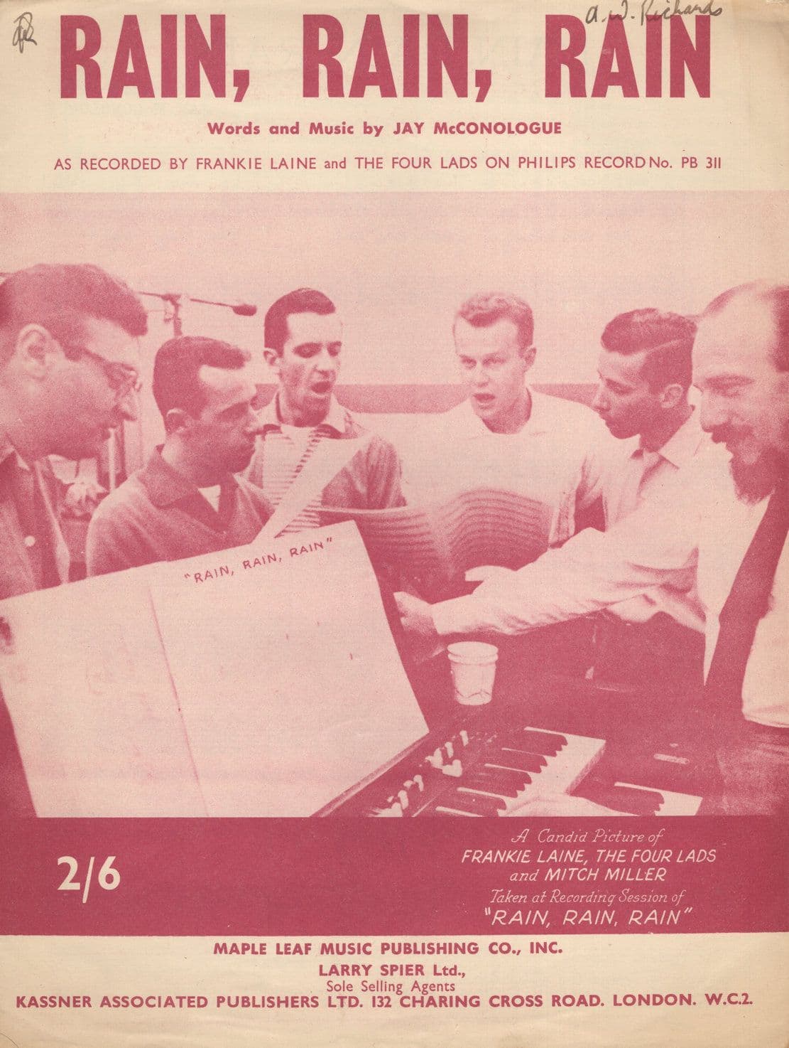 Rain Rain Rain from Frankie Laine Sheet Music