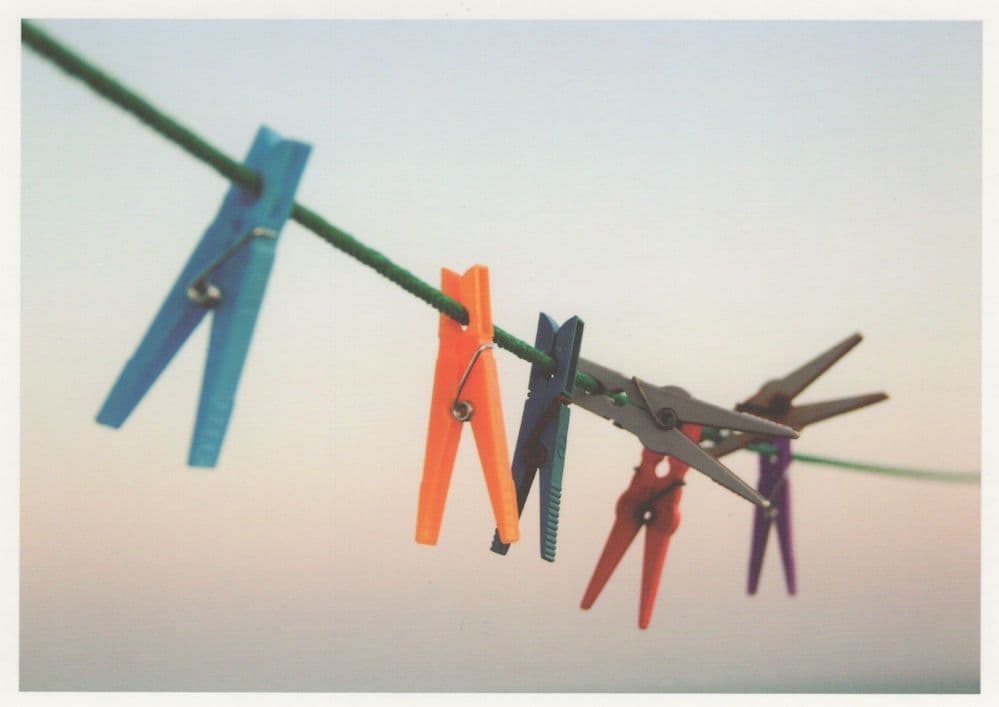 Rainbow LGBT Coloured Pegs On Washing Line Postcard